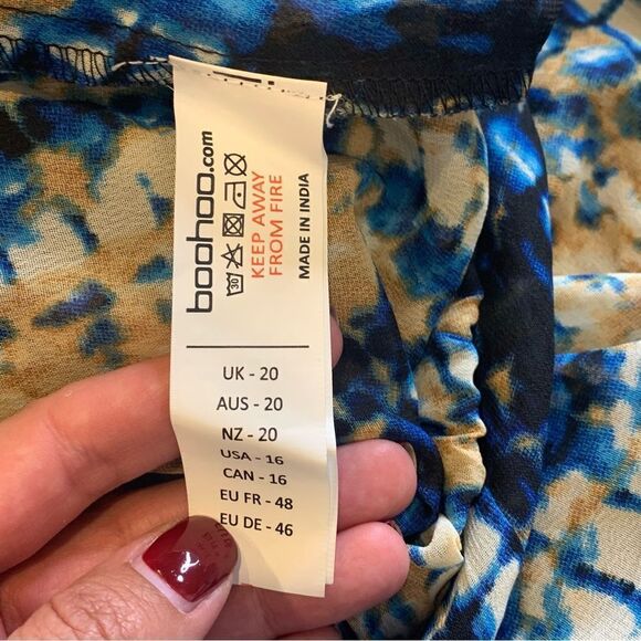 Boohoo Plus Tie Dye Beach Trouser Blue Size 16 - Picture 5 of 10